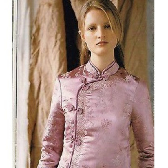 Anthro Fei Pink & Gold Floral Cheongsam Jacket - Picture 1 of 6
